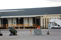 SPMAGTF-CR-AF Marines and Sailors conduct evacuation control center training